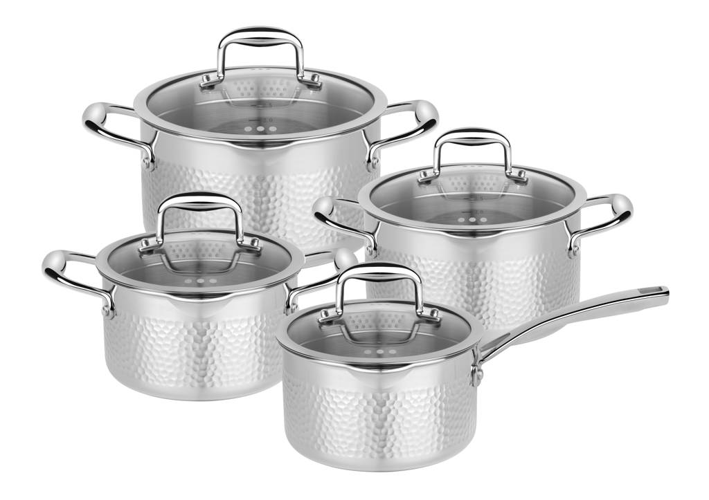 Sola Noma pannenset Tri-ply (set van 4), Zilverwit