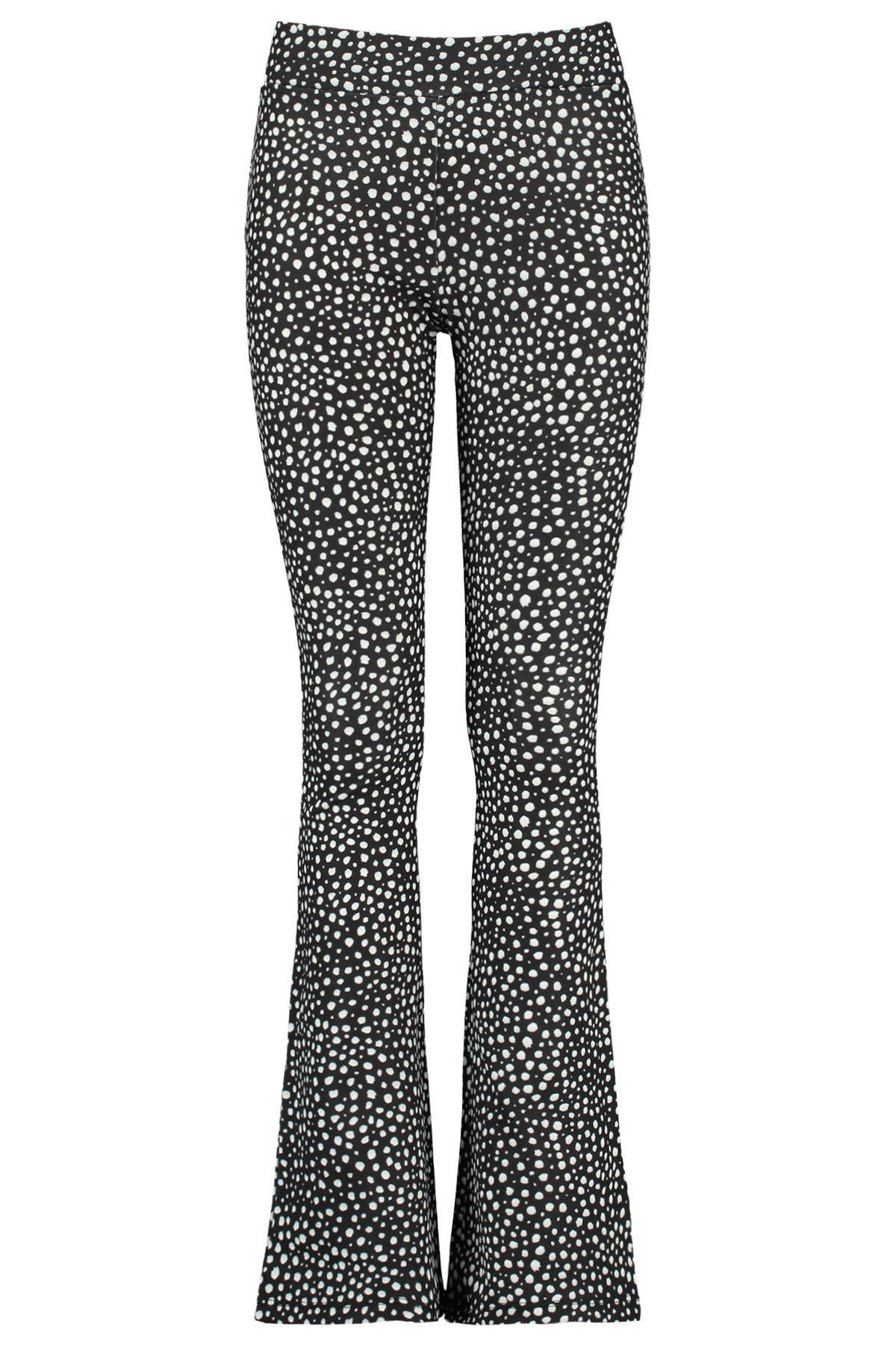 CoolCat Junior flared broek Philou met all over print zwart/wit | wehkamp
