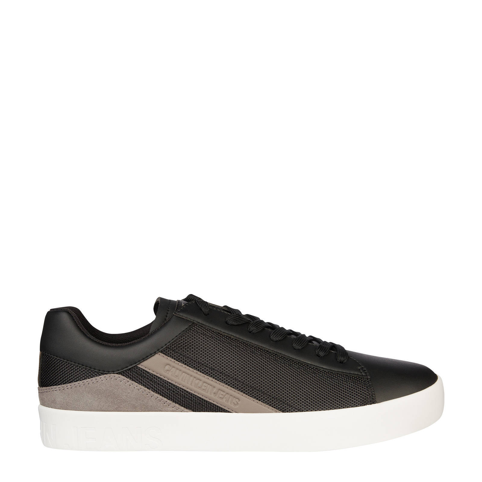 Calvin Klein leren sneakers zwart/beige | wehkamp