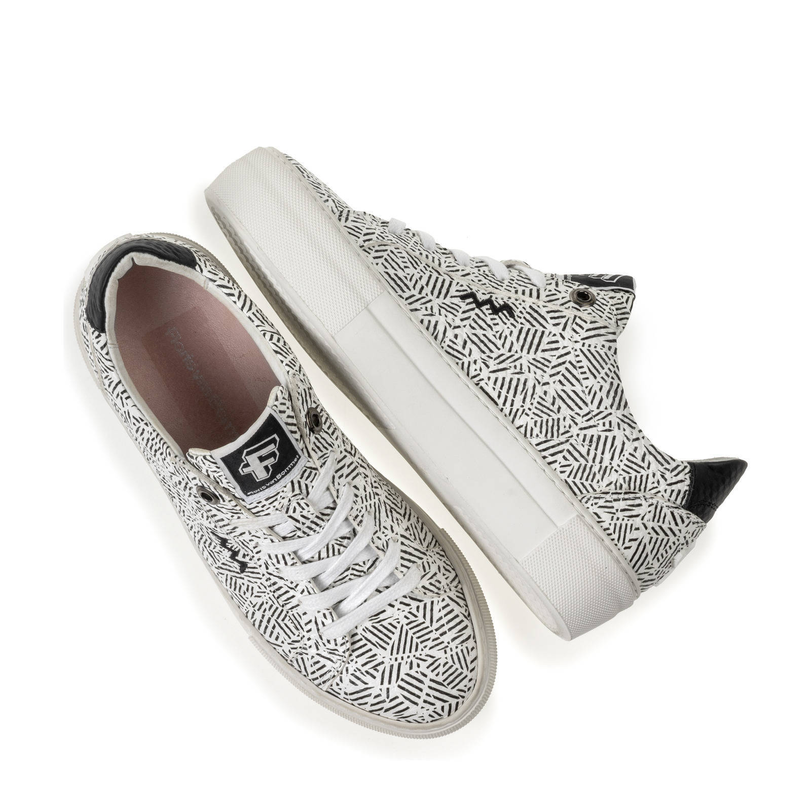 Floris van Bommel Vinni leren sneakers wit/zwart | wehkamp