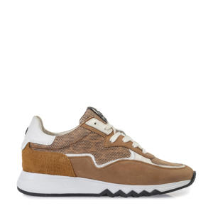 Nineti leren sneakers cognac/wit