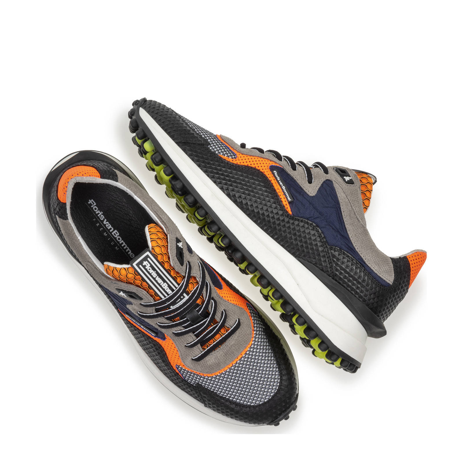 Floris van Bommel Noppi sneakers zwart/oranje | wehkamp
