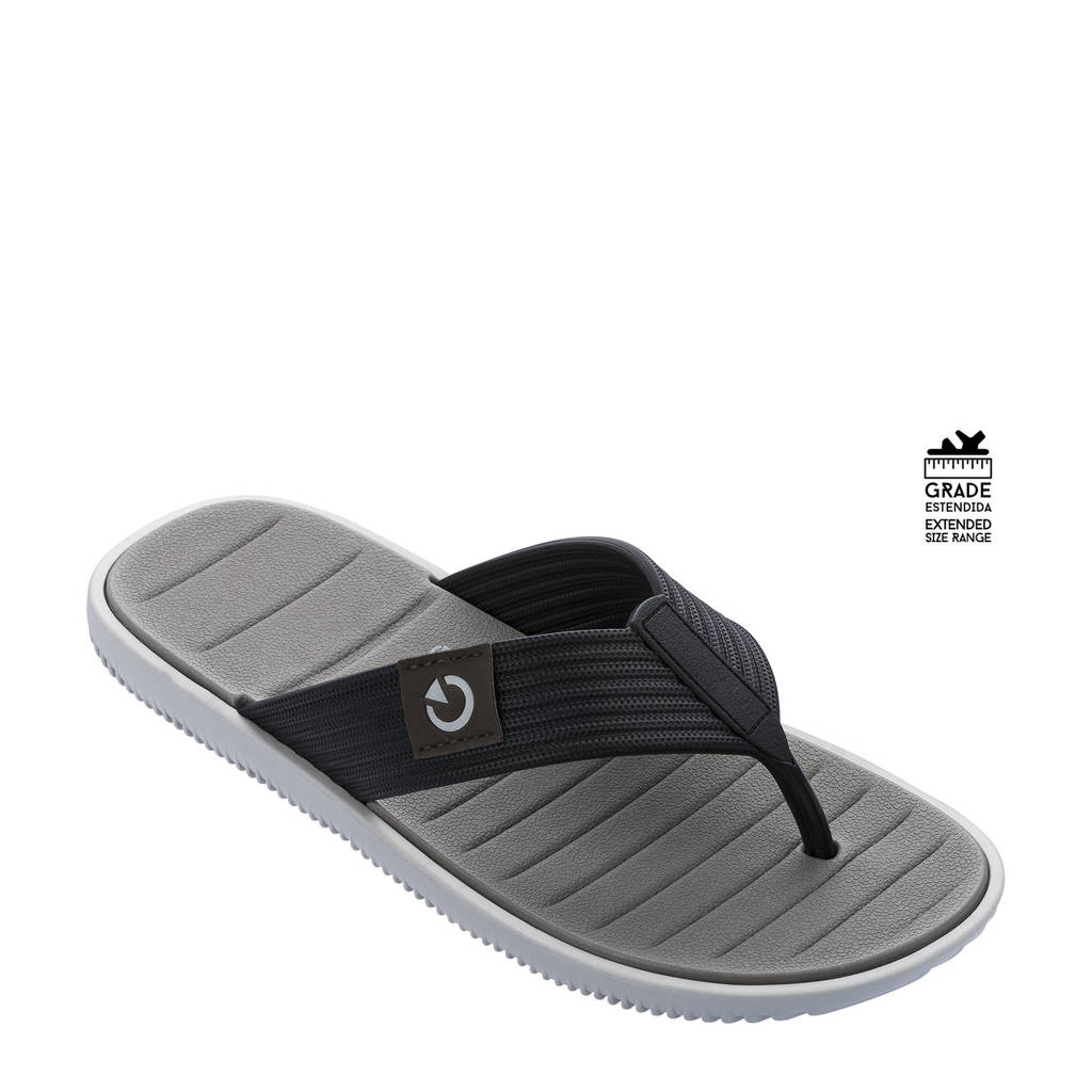 Grijs en zwarte heren Cartago Berlim teenslippers van duurzaam gerecycled materiaal