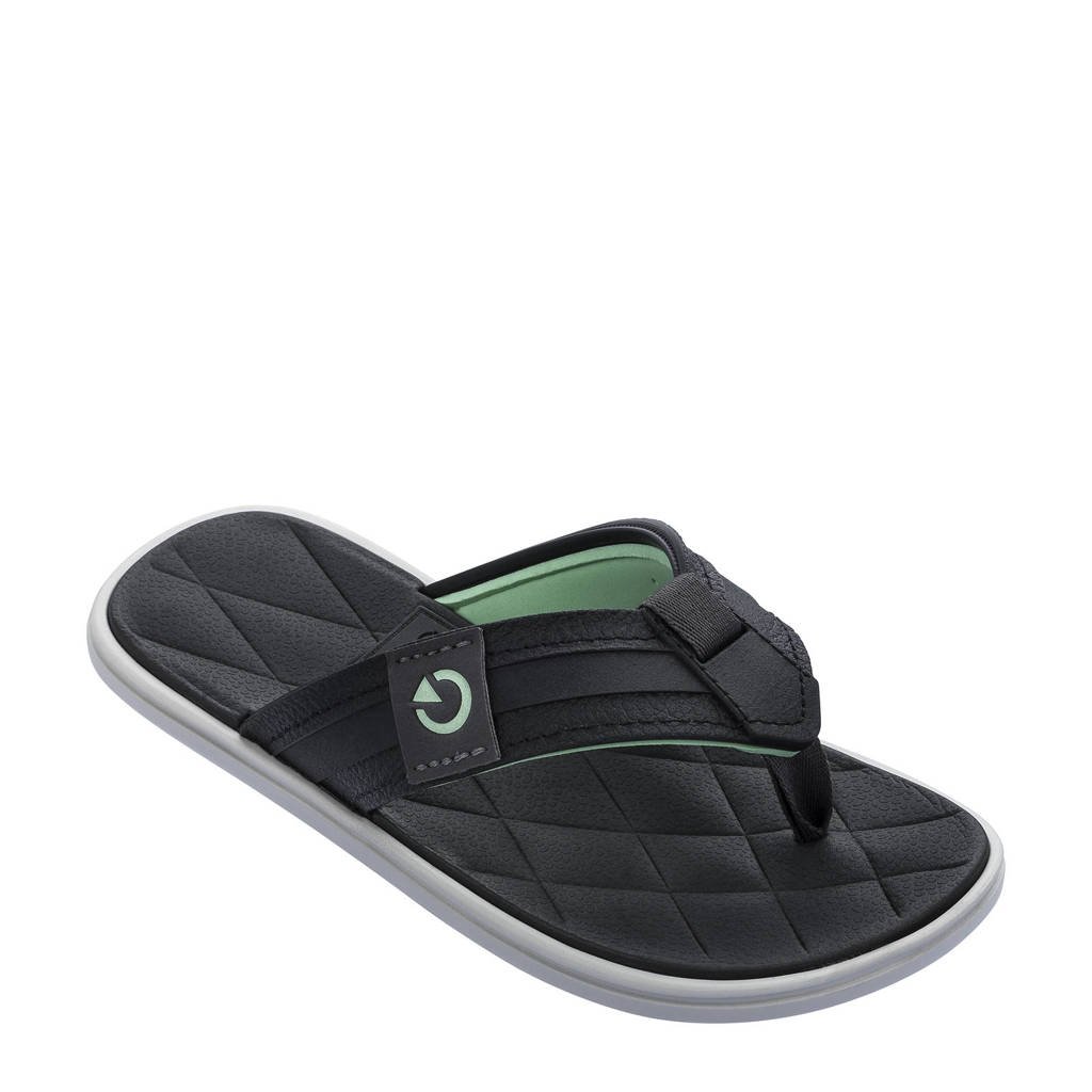 Cartago Malta Kids teenslippers zwart/groen/grijs, Zwart/groen/grijs