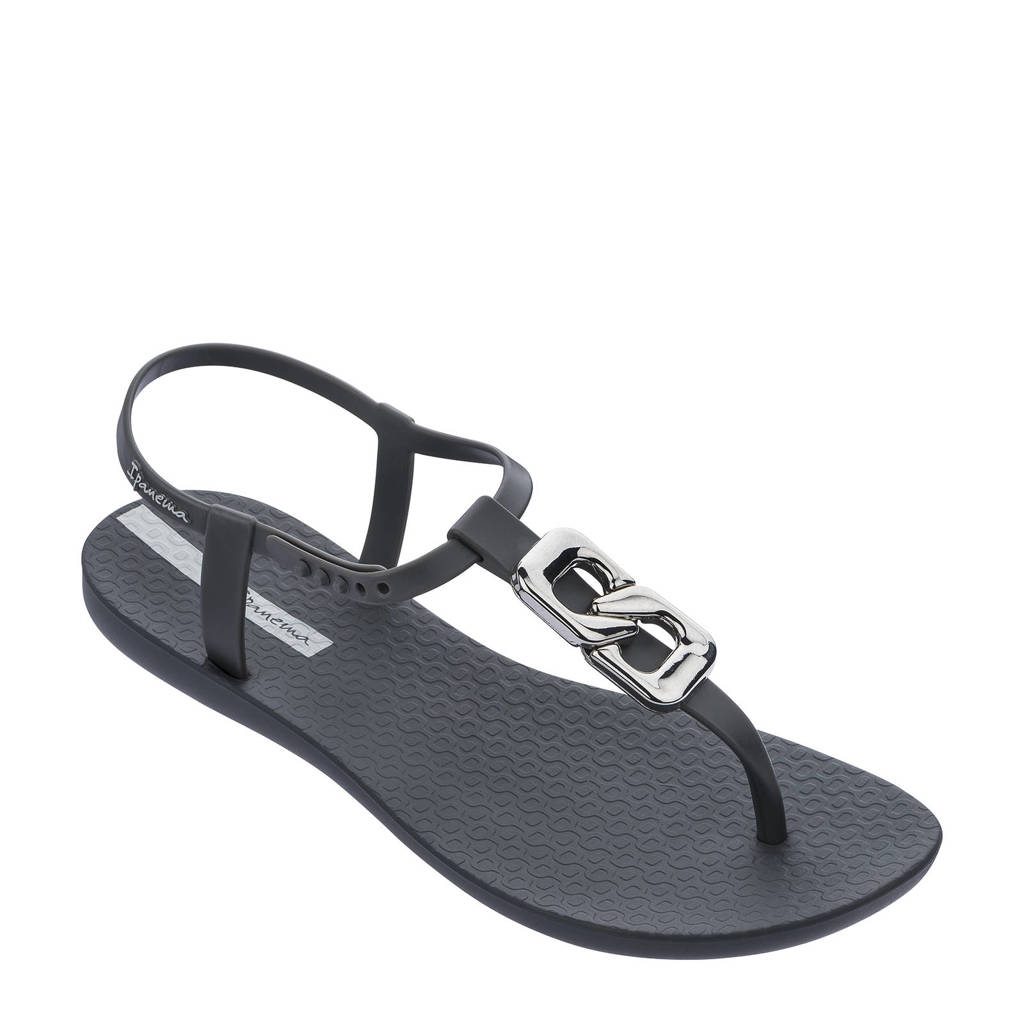 Antraciete dames Ipanema Class Chic sandalen van duurzame rubber met drukknoop