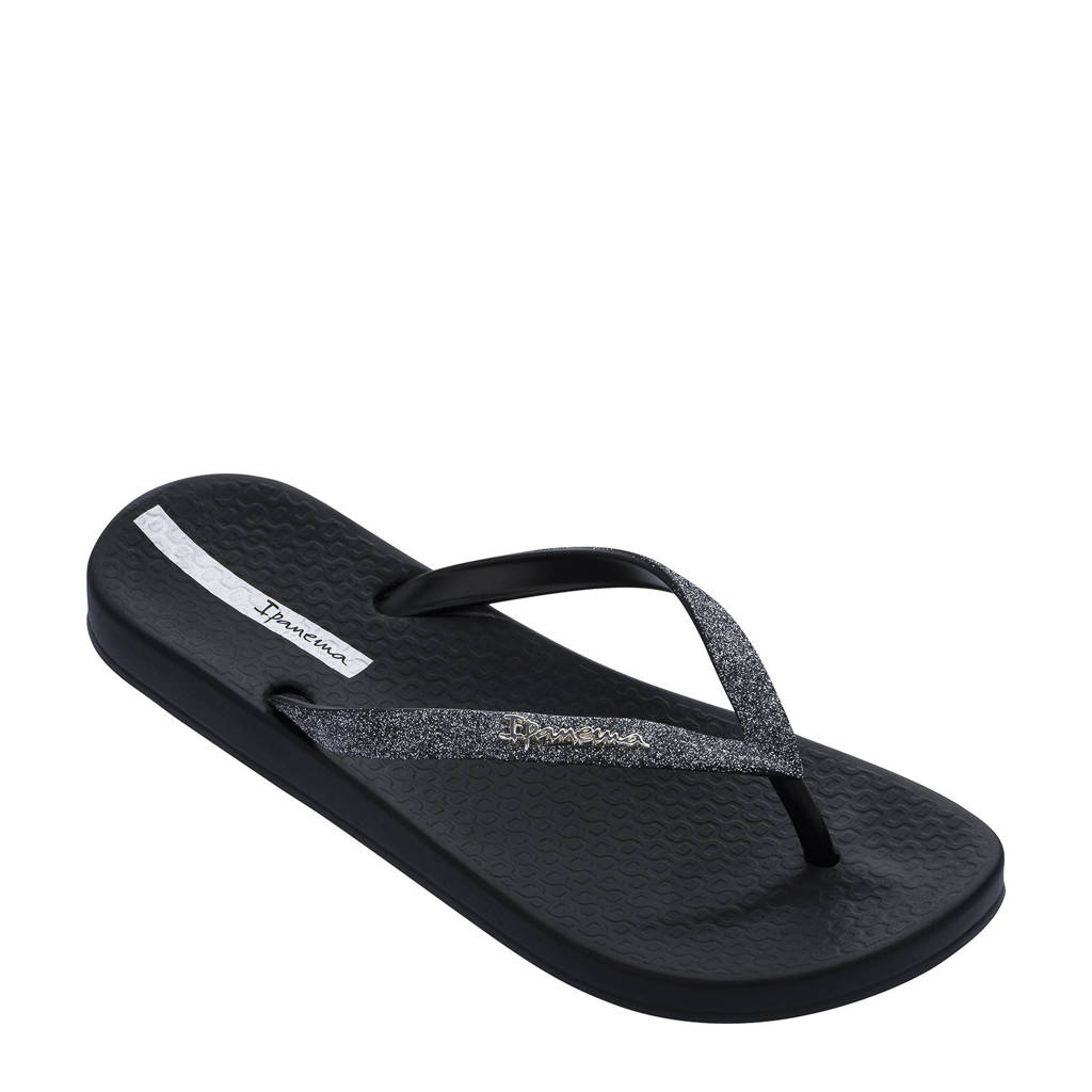 Zwarte dames Ipanema Anatomic Lolita teenslippers met glitter van duurzaam gerecycled materiaal