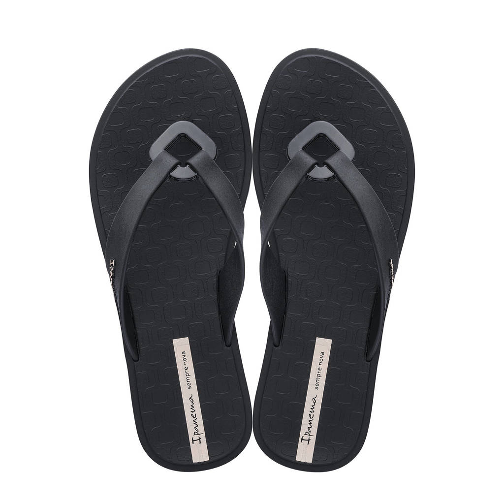 Zwarte dames Ipanema Nexo teenslippers van duurzaam gerecycled materiaal met plateauzool