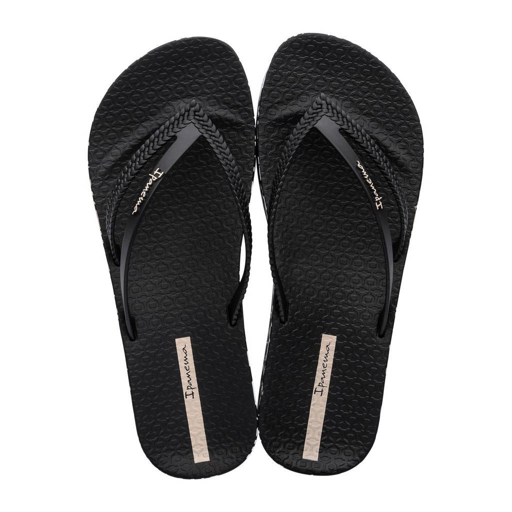 Zwarte dames Ipanema Bossa Soft teenslippers van rubber