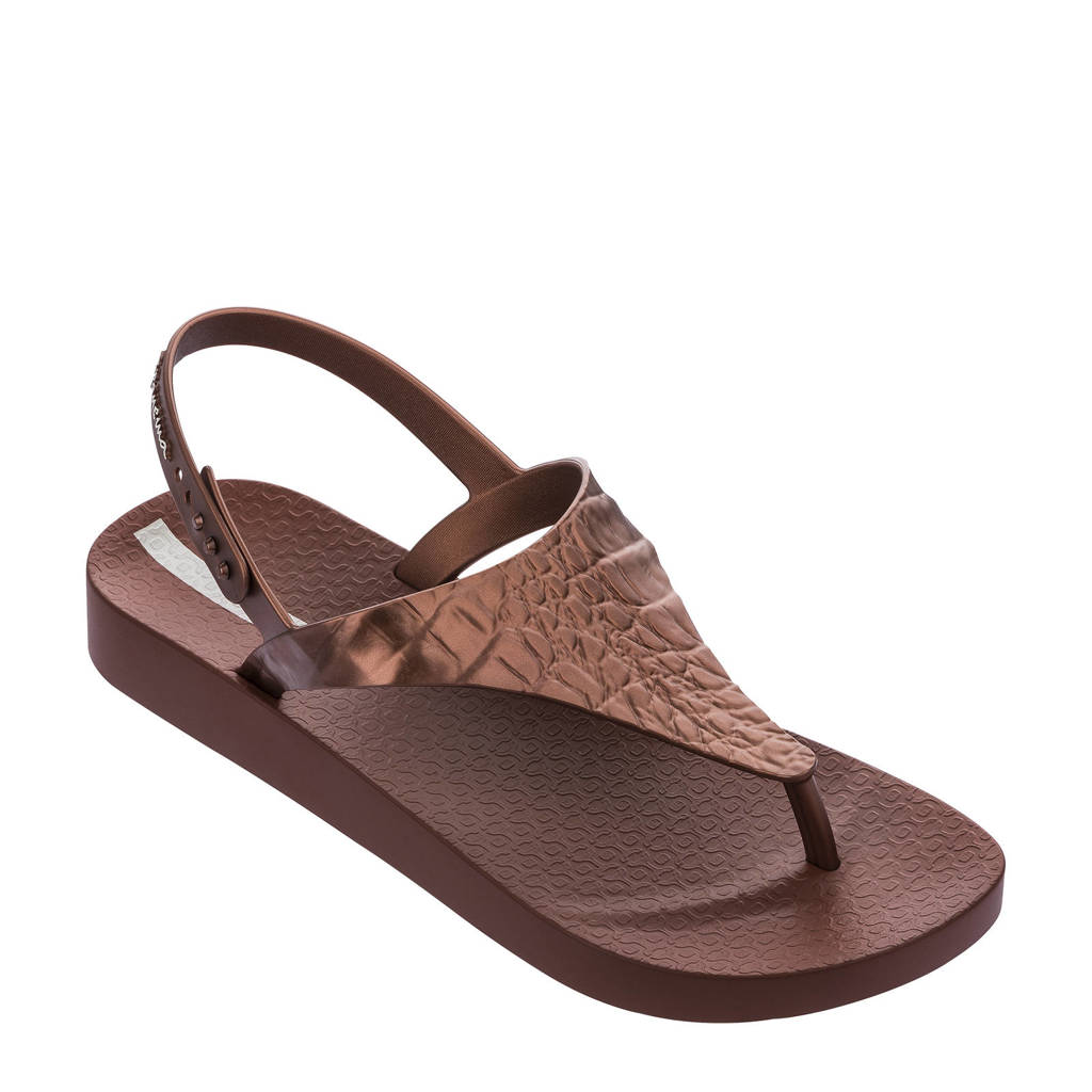 Bruine dames Ipanema Caiman sandalen van duurzame rubber met drukknoop
