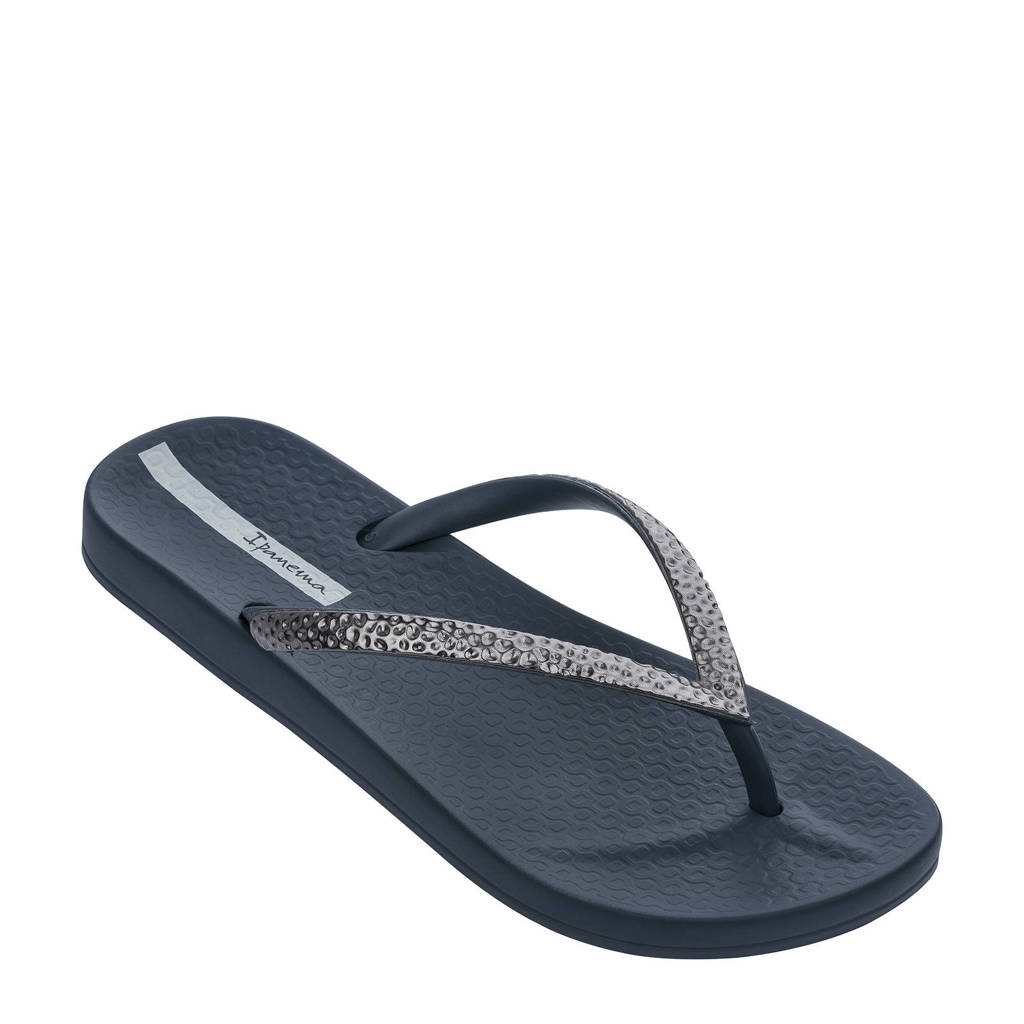 Donkerblauw en grijze dames Ipanema Anatomic Mesh teenslippers van rubber