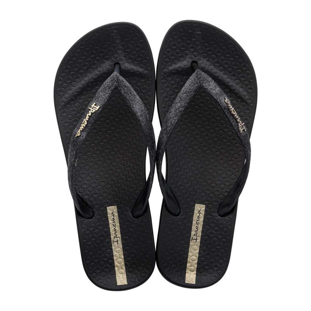 Zwarte dames Ipanema Anatomic Lolita teenslippers van 100% flexpand
