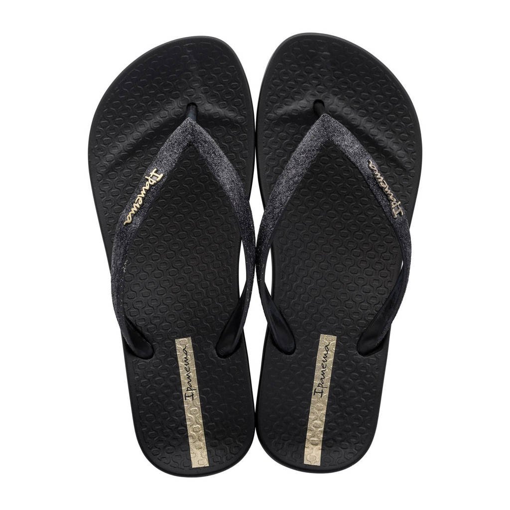 Zwarte dames Ipanema Anatomic Lolita teenslippers van duurzaam gerecycled materiaal