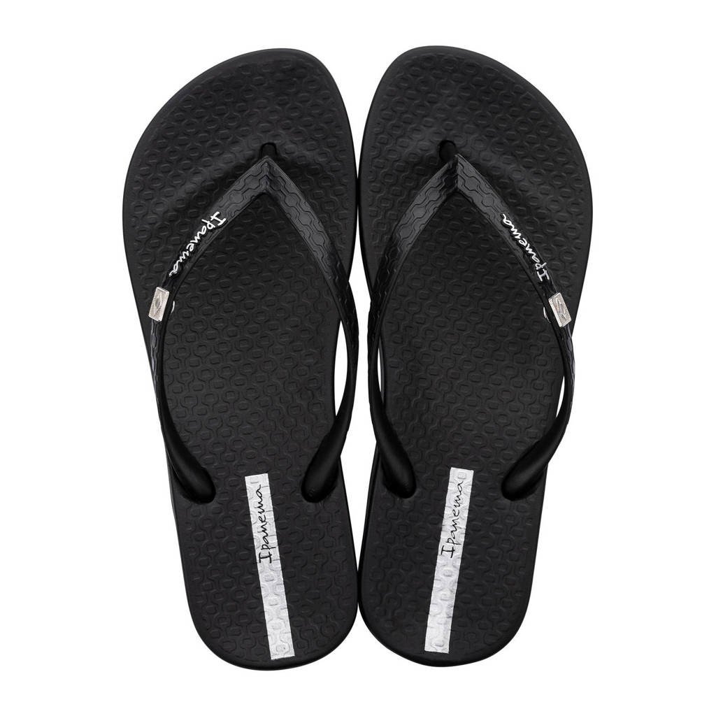 Zwarte dames Ipanema slippers Anatomic Brasilidade van natuurlijk materiaal