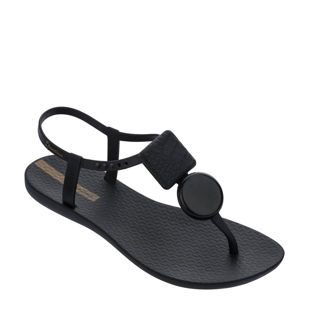 Zwarte dames Ipanema Class Elegant sandalen van duurzame rubber met drukknoop