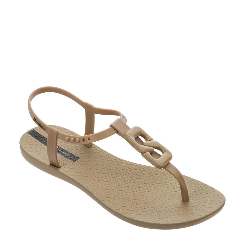 Beige dames Ipanema Class Chic sandalen van duurzame rubber met drukknoop