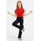 WE Fashion ribgebreid T-shirt met borduursels rood