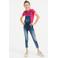 WE Fashion ribgebreid T-shirt met borduursels fuchsia