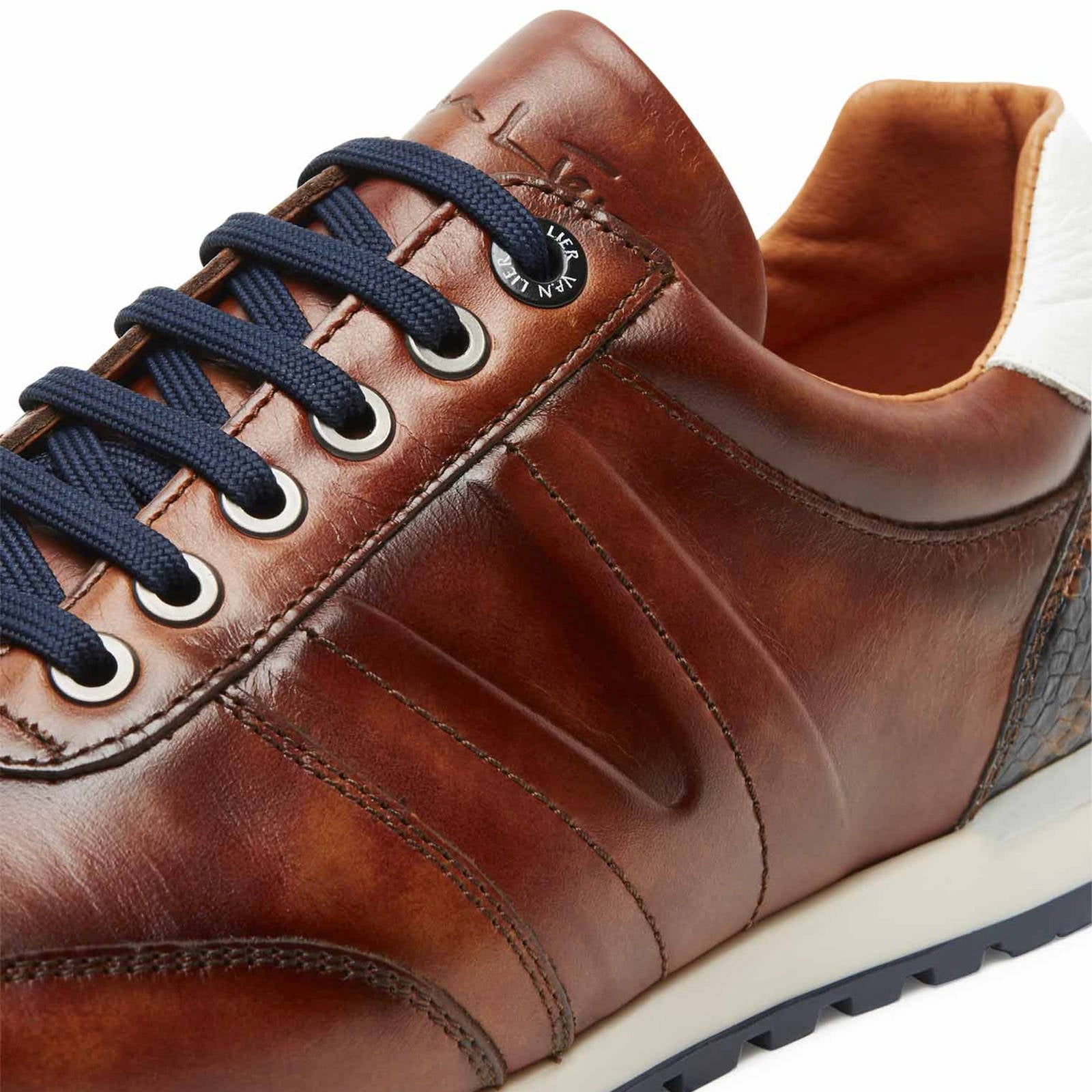 Van Lier Anzano leren sneakers cognac | wehkamp
