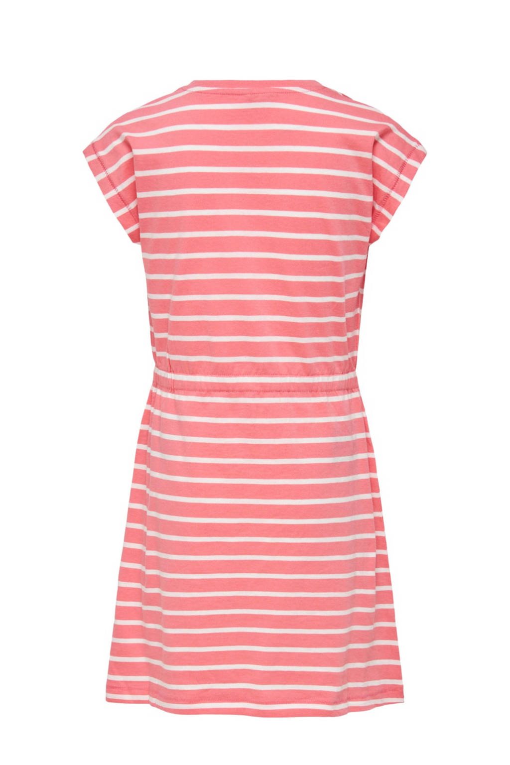 KIDS ONLY gestreepte A-lijn jurk KONMAY van biologisch katoen roze/wit