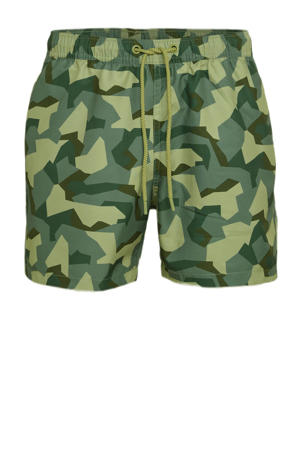 zwemshort Sylvester met camouflage print groen