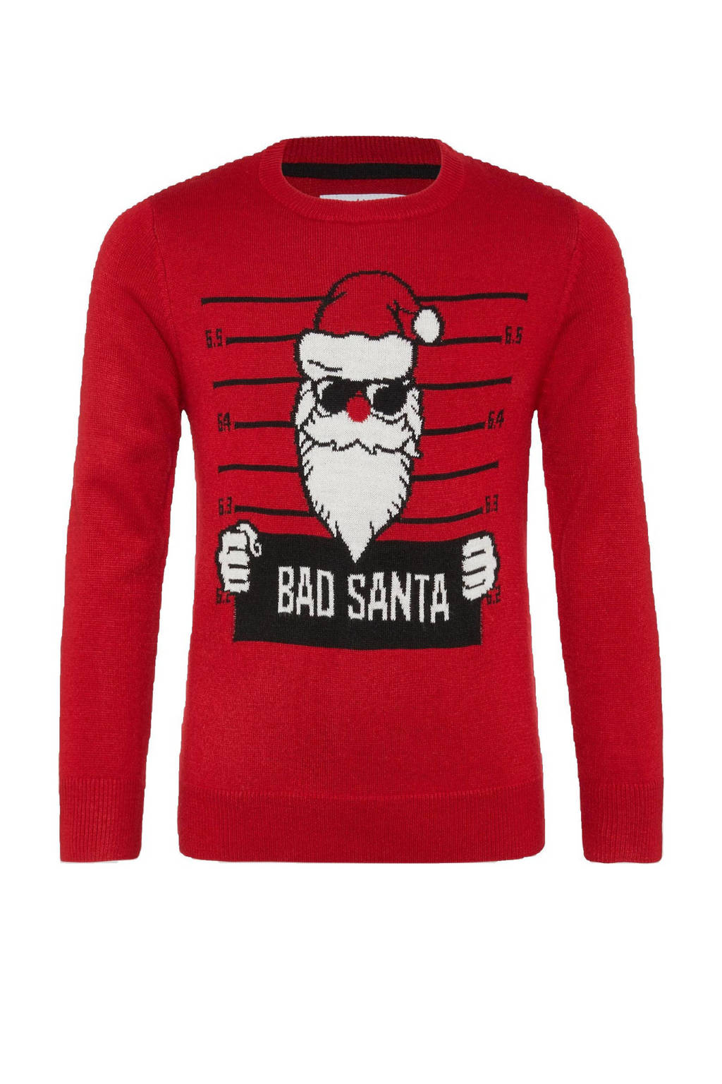 C&A Here & There kersttrui met printopdruk rood/wit/zwart, Rood/wit/zwart