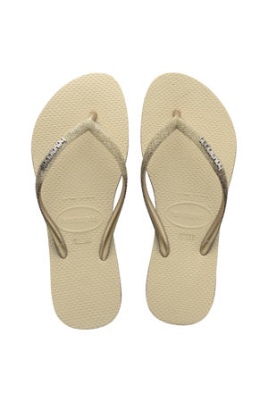 Slim Sparkle II teenslippers met glitters zand