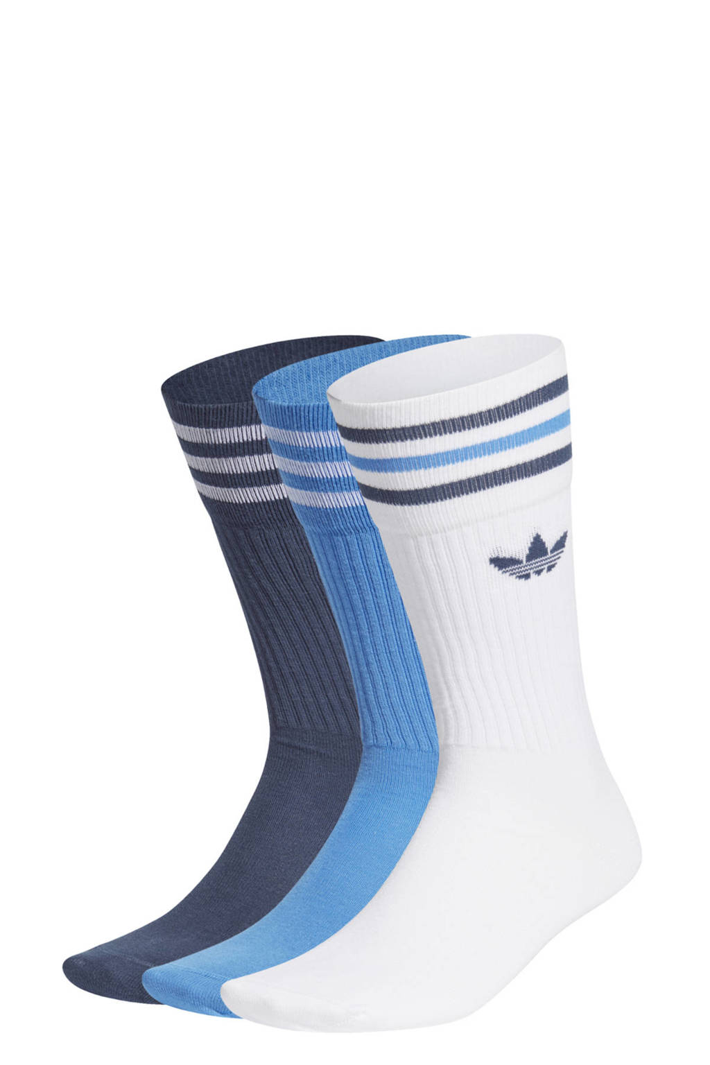 adidas Originals Adicolor sokken set van 3 wit/blauw/donkerblauw, Wit/blauw/donkerblauw