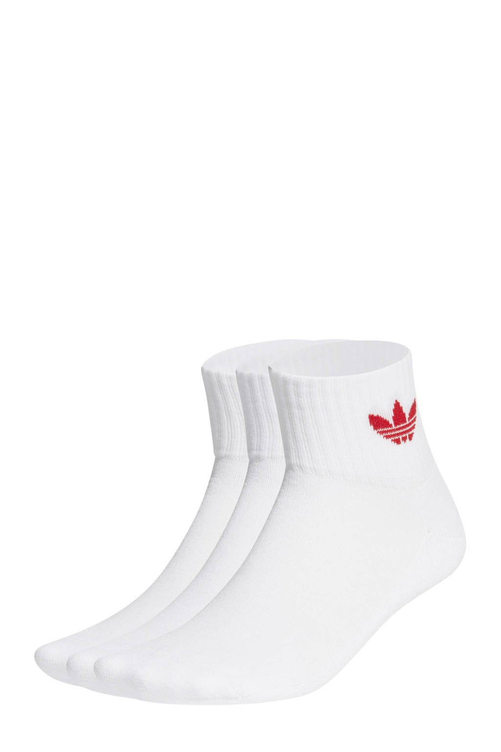 adidas Originals Adicolor sokken set van 3 wit, Wit/rood
