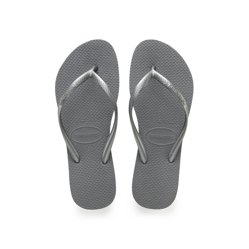Grijze meisjes Havaianas Kids Slim teenslippers van rubber