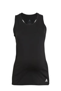 Zwarte dames adidas Performance zwangerschaps sporttop van gerecycled polyester met logo dessin en ronde hals
