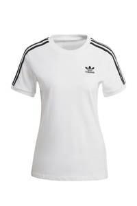 Wit en zwarte dames adidas Originals Adicolor T-shirt van katoen met logo dessin, korte mouwen en ronde hals