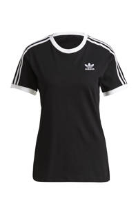 Zwarte dames adidas Originals Adicolor T-shirt van katoen met logo dessin, korte mouwen en ronde hals