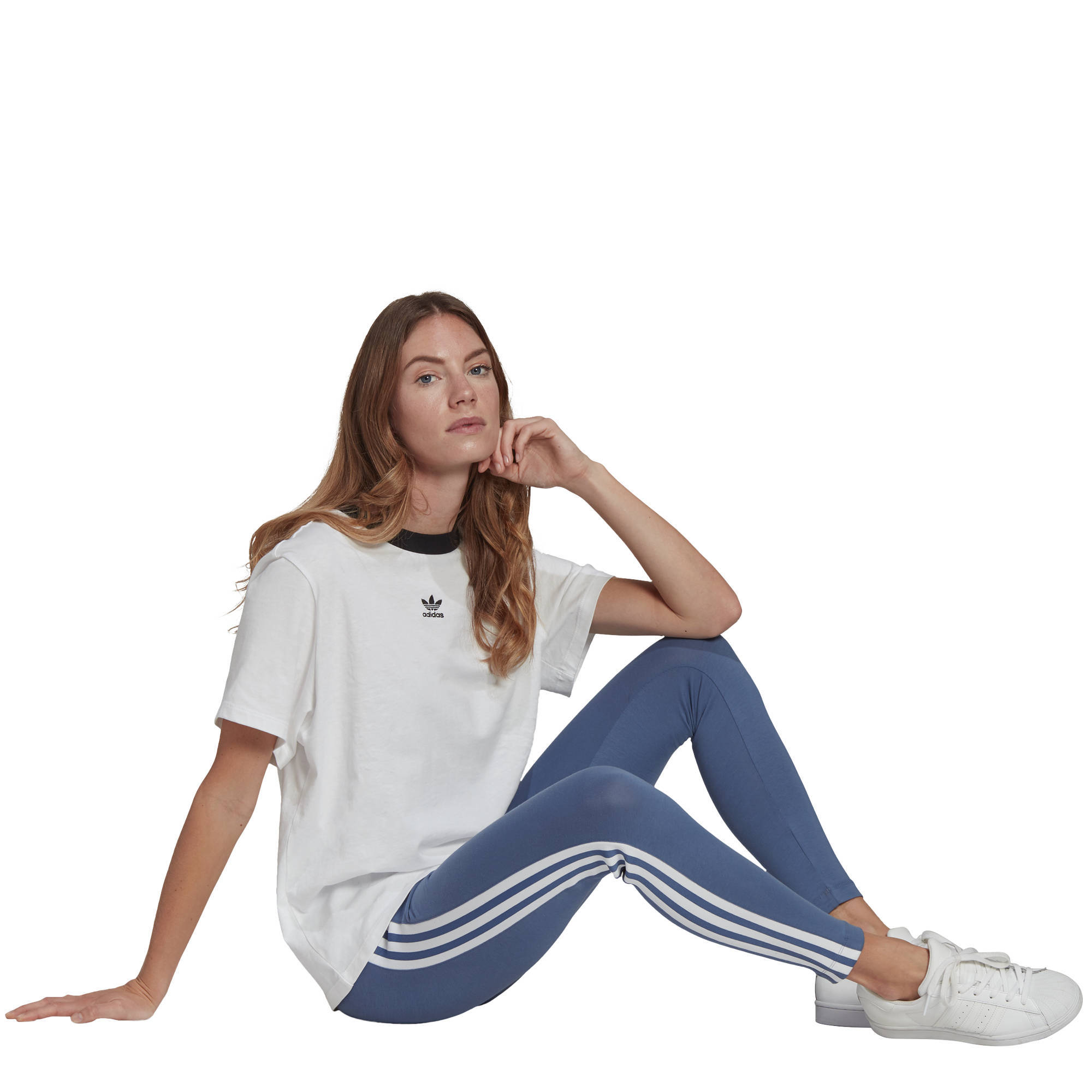 adidas Originals Adicolor legging blauw/wit | wehkamp