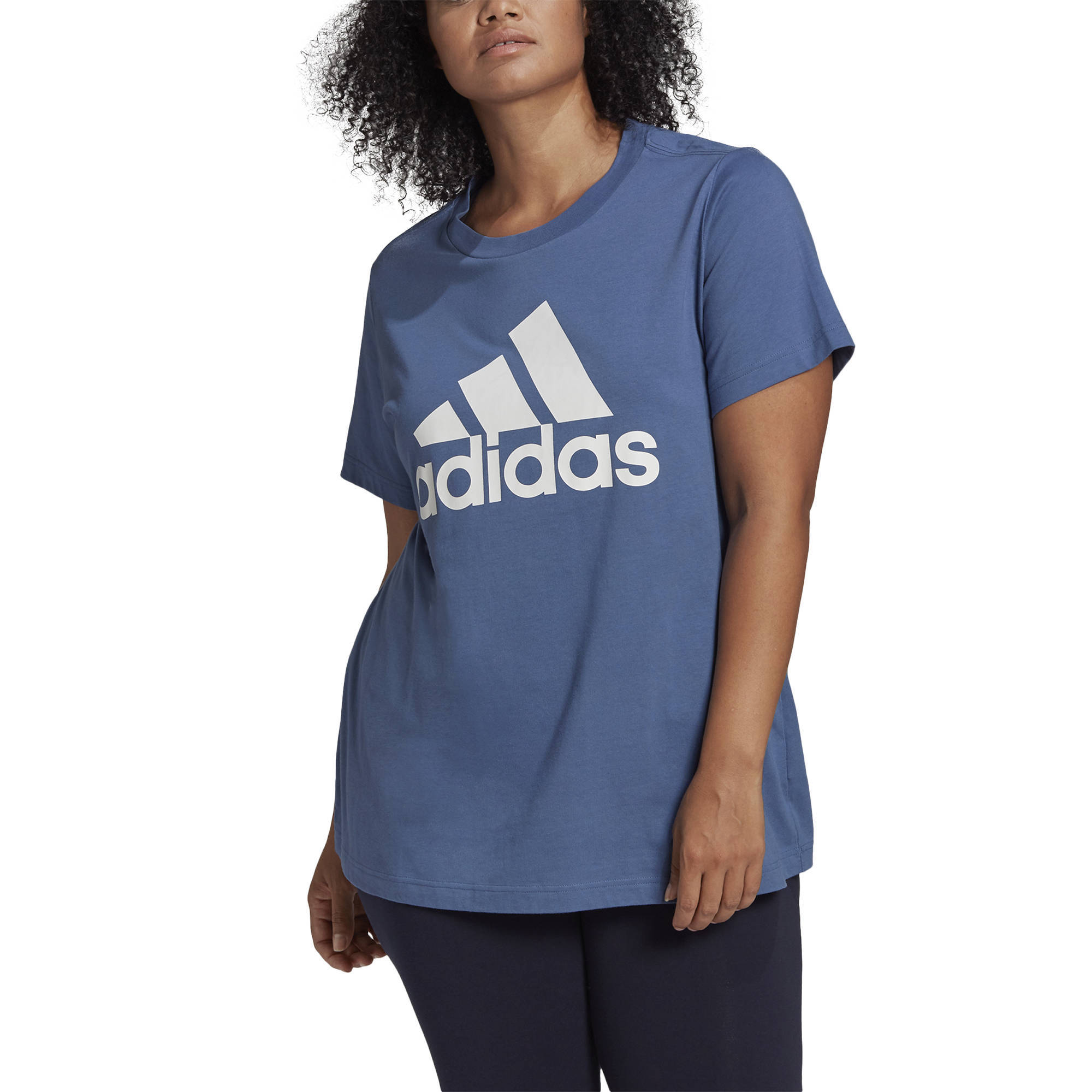 adidas Performance Plus Size sport T-shirt blauw/wit | wehkamp