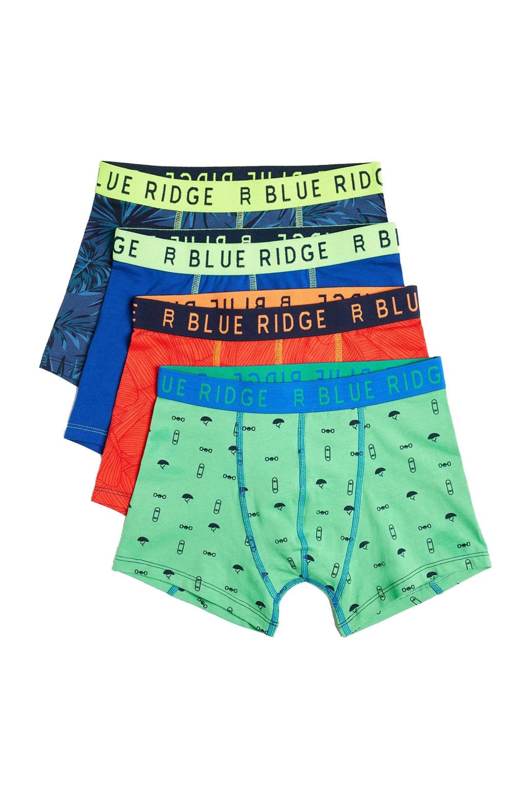 WE Fashion Blue Ridge   boxershort - set van 4 groen/rood/blauw, Groen/blauw/rood