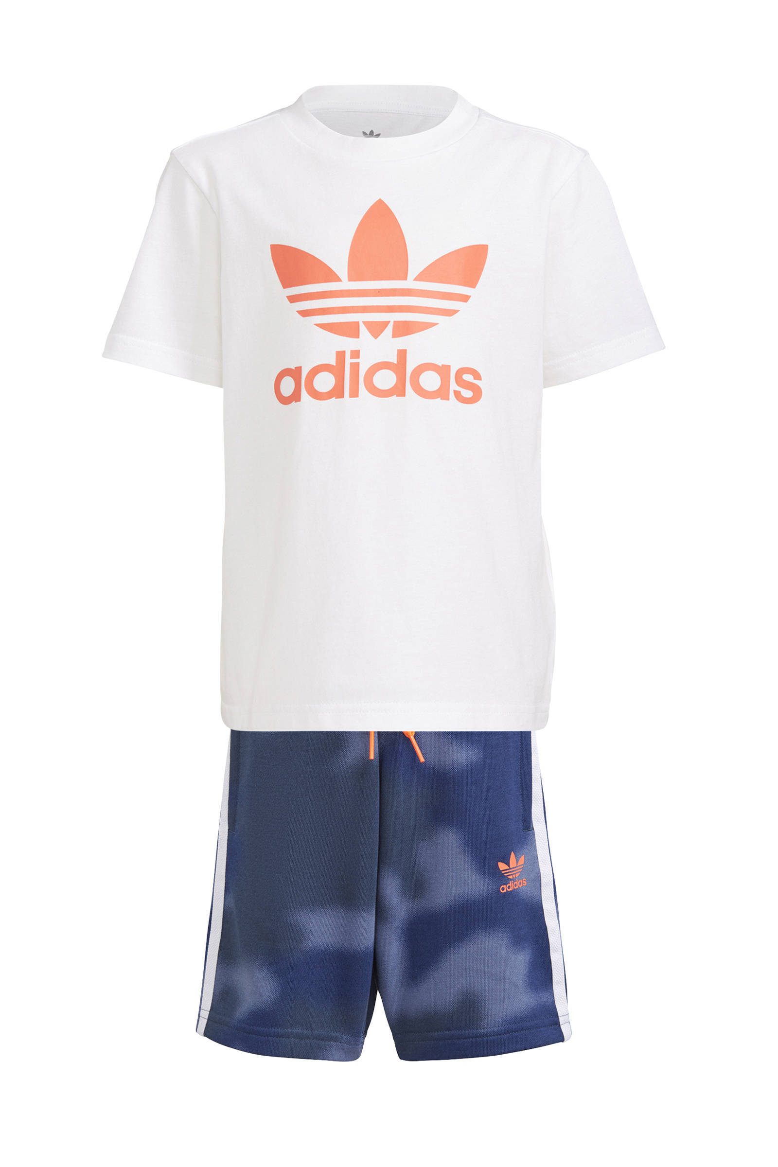 adidas Originals T-shirt + short wit/oranje/blauw | wehkamp