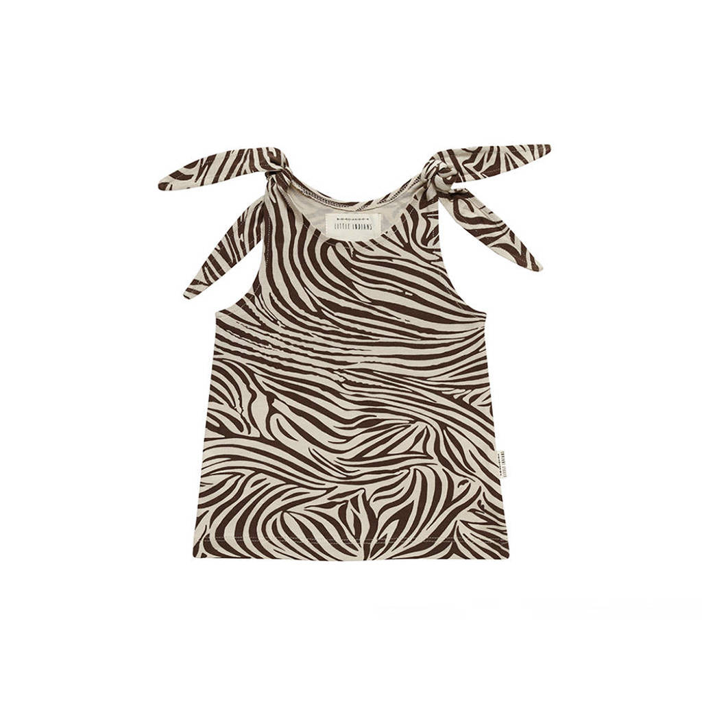 Little Indians top Tanktop Zebra met zebraprint bruin/wit, Bruin/wit