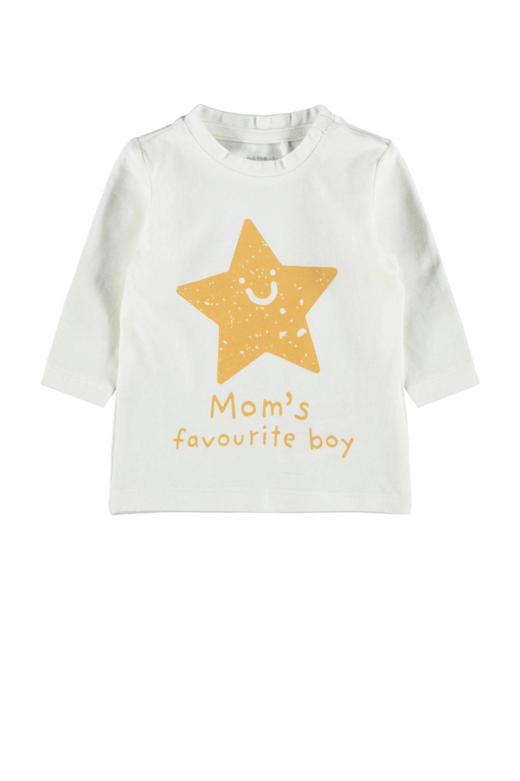 NAME IT BABY baby longsleeve Difor met biologisch katoen wit/geel, Wit/geel