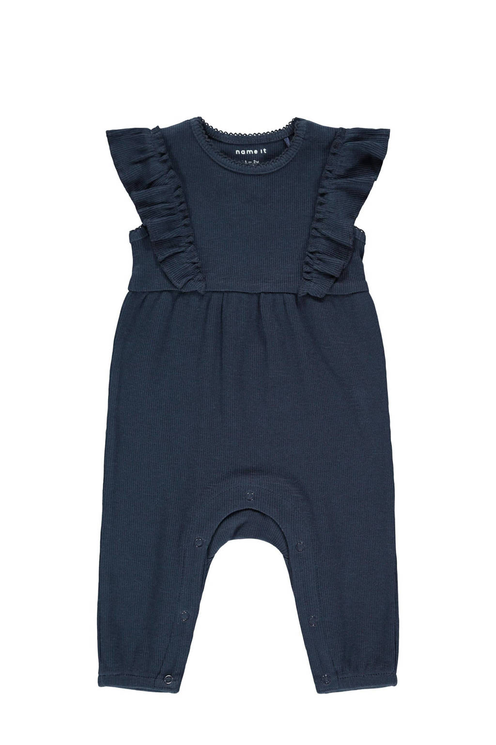 NAME IT BABY ribgebreide boxpak Blanca met biologisch katoen donkerblauw, Donkerblauw