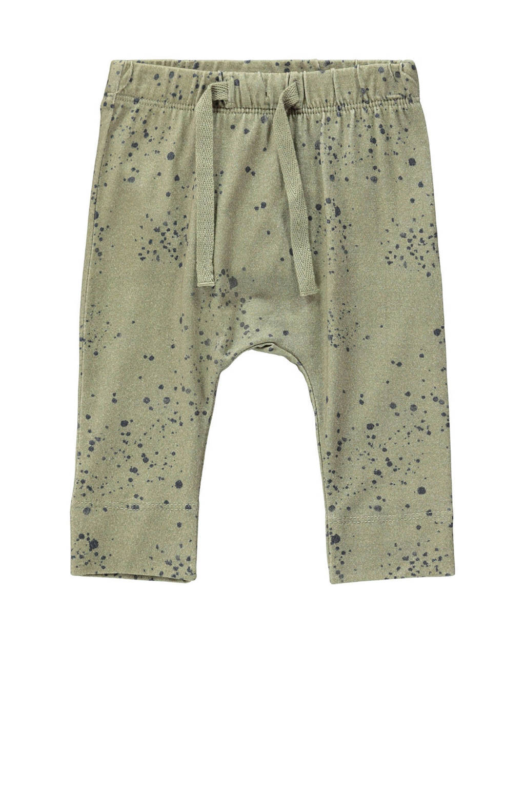 NAME IT BABY baby broek Bifish met all over print olijfgroen/zwart, Olijfgroen/zwart
