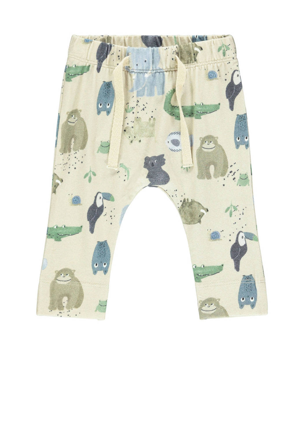 NAME IT BABY baby broek Bifish met biologisch katoen beige/blauw/groen, Beige/blauw/groen