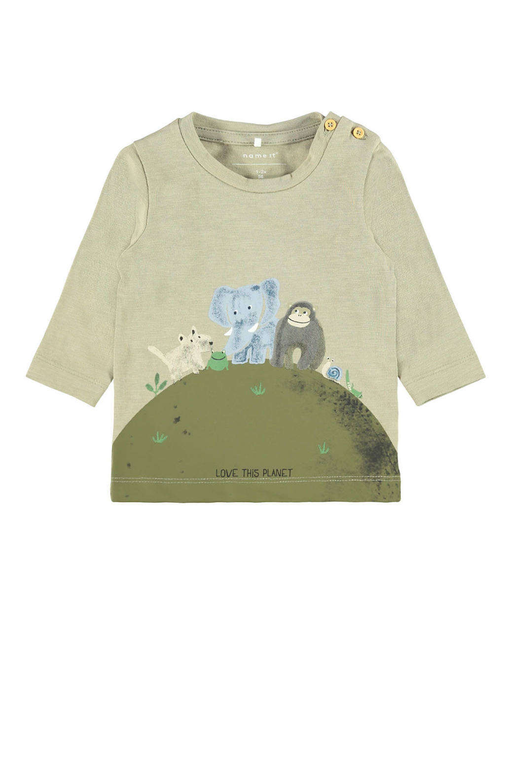 NAME IT BABY baby longsleeve Biplan met biologisch katoen groen, Groen