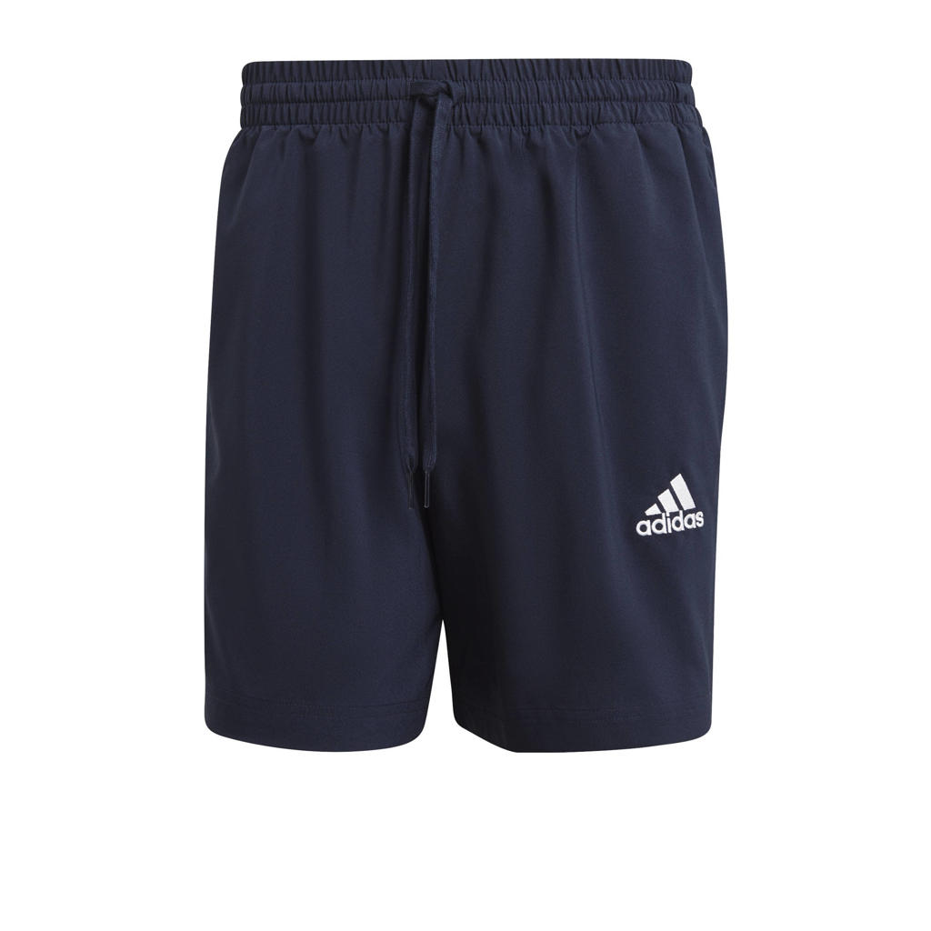 Donkerblauw en witte heren adidas Performance sportshort van gerecycled polyester met regular fit, regular waist en logo dessin