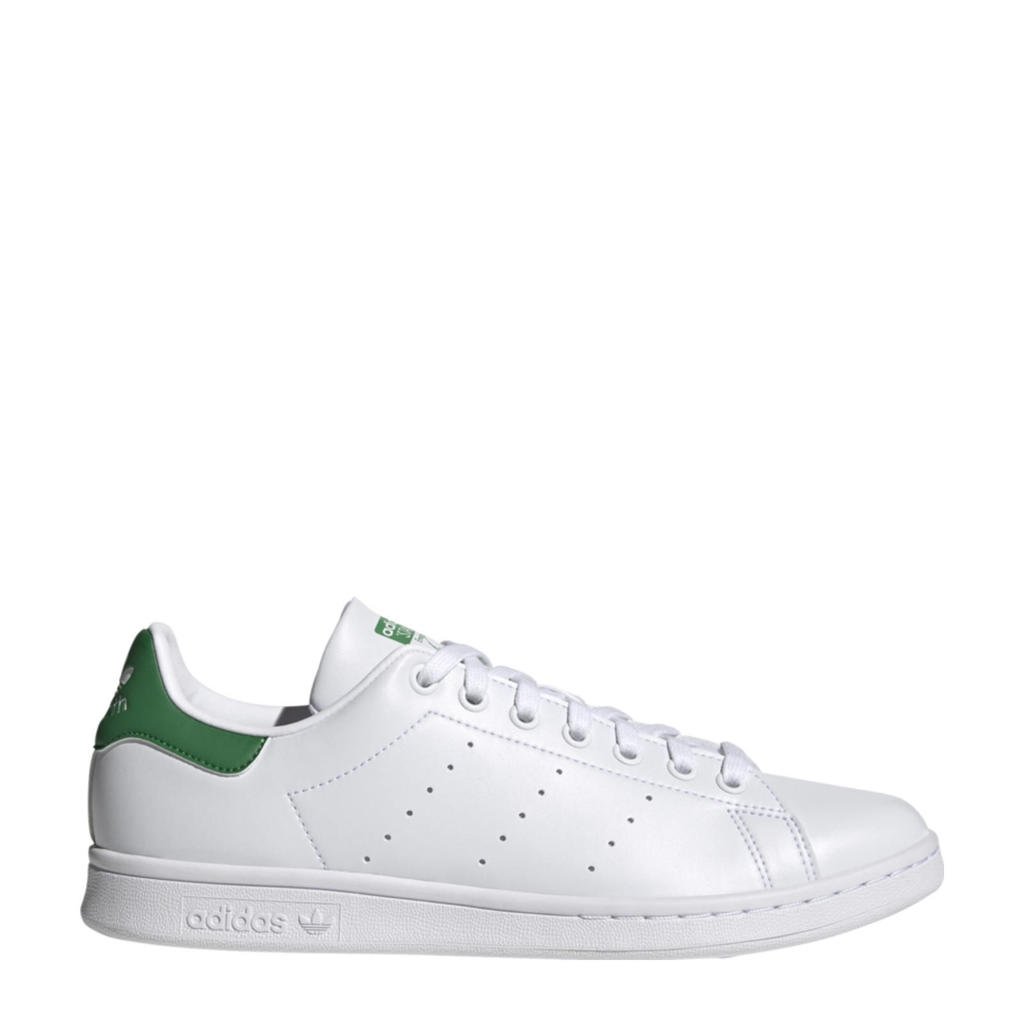 Wit en groene unisex adidas Originals Stan Smith sneakers van gerecycled polyester met veters