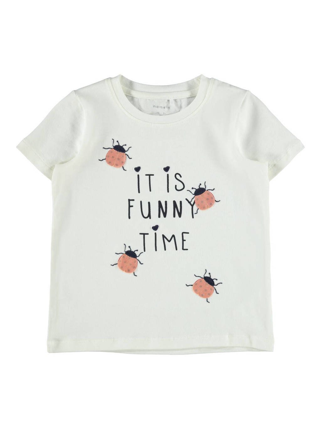 NAME IT MINI T-shirt Dasa met biologisch katoen wit/roze, Wit/roze