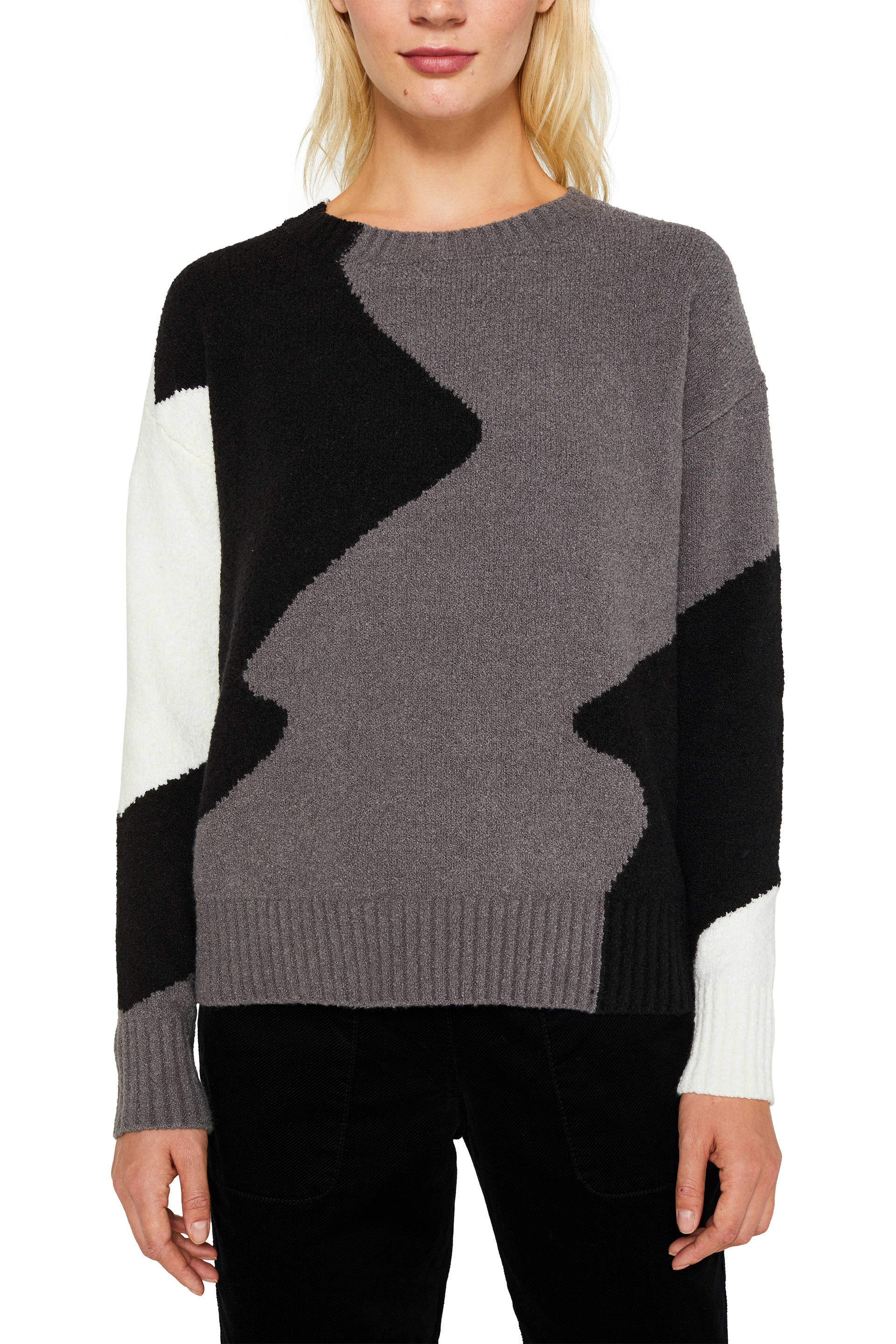 ESPRIT Women Casual gebreide trui grijszwartwit | wehkamp ESPRIT Women Casual gebreide trui grijszwartwit | wehkamp