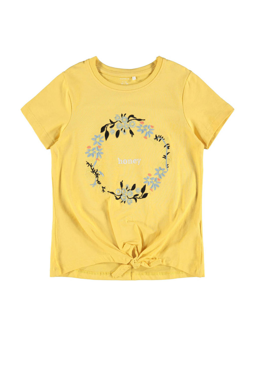 NAME IT KIDS T-shirt Daisi met biologisch katoen geel, Geel