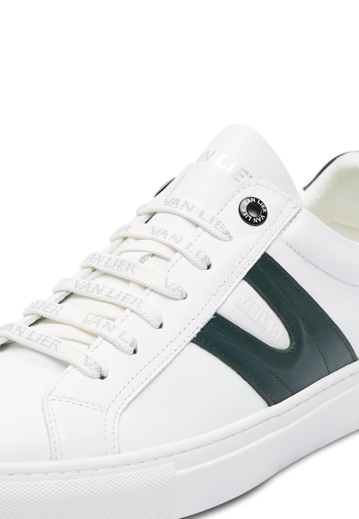 Van Lier Novara leren sneakers wit/groen | wehkamp