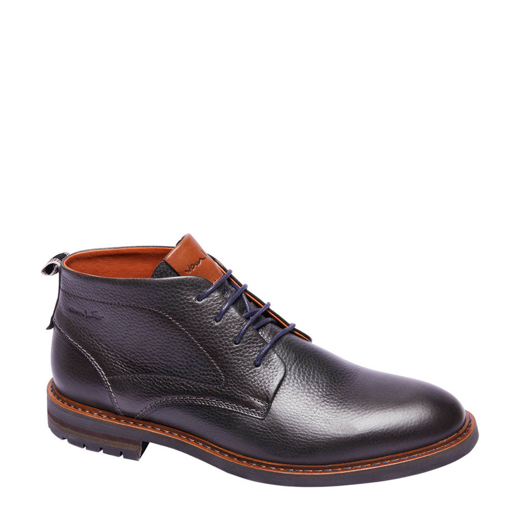 Van Lier Dino leren veterschoenen antraciet, Antraciet