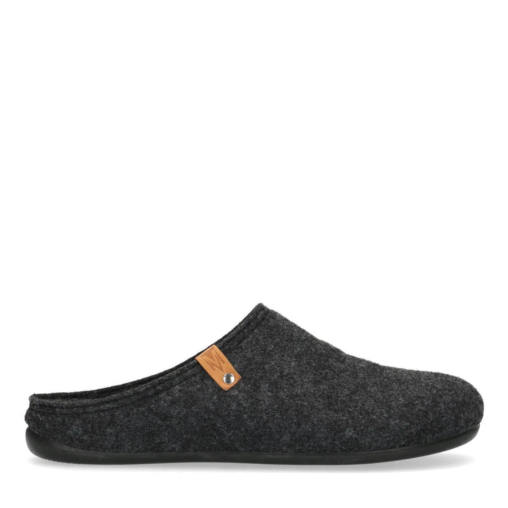 Donkergrijze heren Manfield pantoffels van textiel